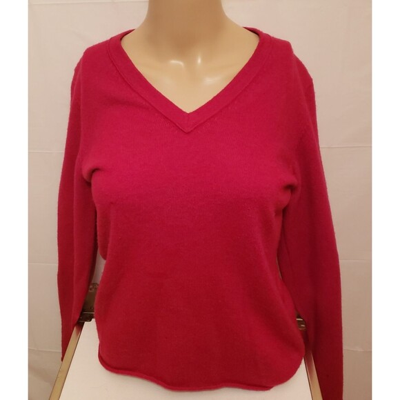 Women’s FWM 2-Ply 100% Cashmere Red V-Neck Sweater Size M NWOT Classic Old Money - Picture 1 of 9